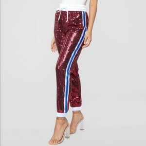Red Blue & White Sequin Joggers